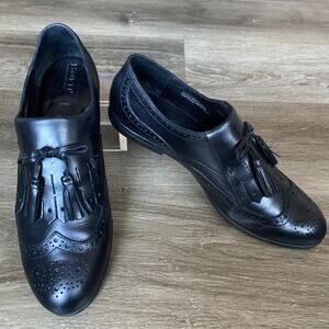 Born Oxford Derby Slip-on Shoes Women Sz 10M Pewter Black Leather Wingtip